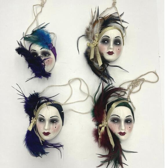 Unique Creations Lady Mini Face Mask Wall Art-Set of 4 - Picture 1 of 12